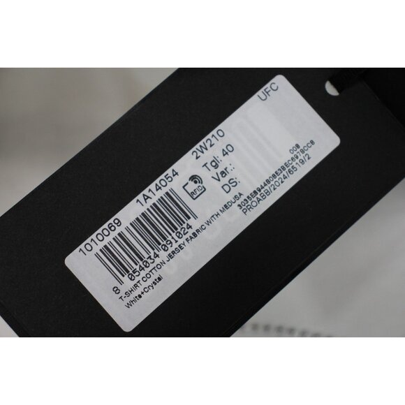 Versace Womens 40 Rhinestone White Cotton Jersey T-Shirt NEW M1122 - Picture 3 of 7